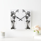 黒い竹 – インク スクエア壁時計 (ホーム)