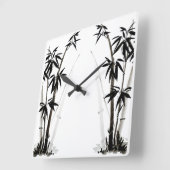 黒い竹 – インク スクエア壁時計 (傾斜)