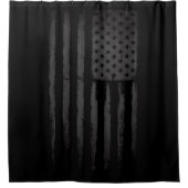 黒い米国旗 シャワーカーテン (正面)