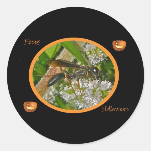 黒い糸 – 腰のWASPハロウィンステッカー ラウンドシール (正面)