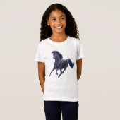 黒い純血種の馬の女の子のベビードールのワイシャツ Tシャツ (正面フル)