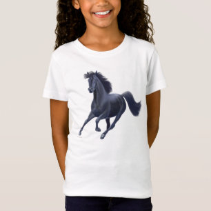 黒い純血種の馬の女の子のベビードールのワイシャツ Tシャツ