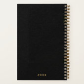 黒い紙テクスチャと金ゴールドミニマル名 ノートブック (裏面)