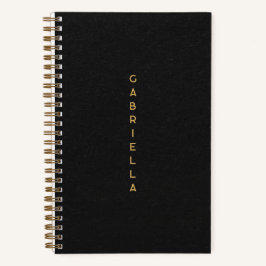 黒い紙テクスチャと金ゴールドミニマル名 ノートブック