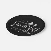 黒い素晴らしい一年のクリスマスのパーティー ペーパープレート (アングル)