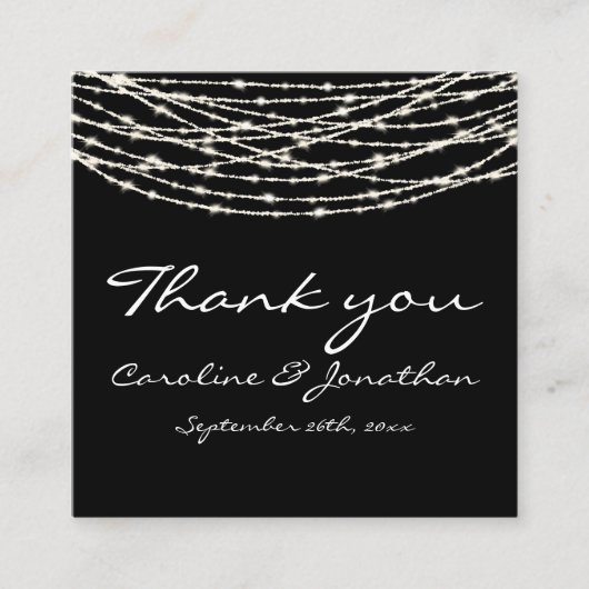 黒い素朴ストリングラ結婚イトの感謝のお知らせ エンクロージャーカード (正面)