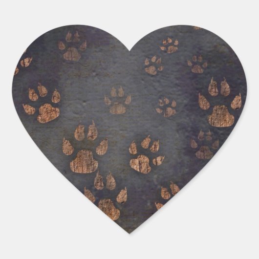黒い素朴前足のパターン ハートシール (正面)