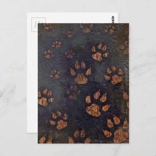 黒い素朴前足のパターン ポストカード (正面/裏面)