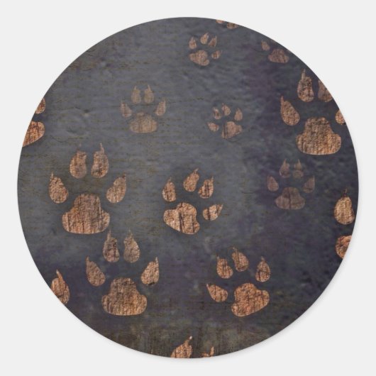 黒い素朴前足のパターン ラウンドシール (正面)