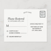 黒い素朴木製のストリングライト インビテーションポストカード (裏面)