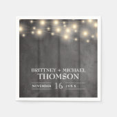 黒い素朴木製の文字列ライトナプキン スタンダードカクテルナプキン (正面)