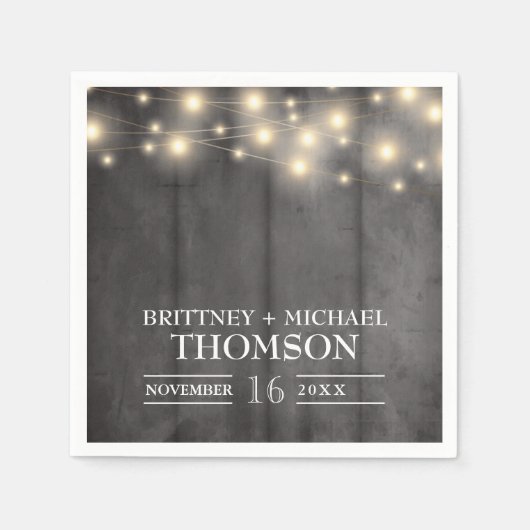 黒い素朴木製の文字列ライトナプキン スタンダードカクテルナプキン (正面)