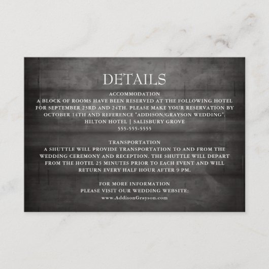 黒い素朴木製ストリングラ結婚イトの詳細 エンクロージャーカード (正面)