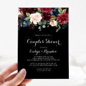 黒い素朴植物性カップルのシャワー 招待状
