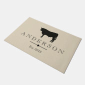 黒い素朴牛のシルエット|パーソナライズされた| ドアマット (アングル)