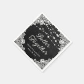 黒い素朴黒板レースのストリングラ結婚イト スタンダードカクテルナプキン (角)