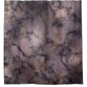 黒い紫と白の大理石パターン シャワーカーテン (正面)