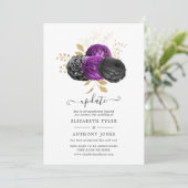 黒い紫と金ゴールドフローラゴシック結婚の更新 招待状 (スタンド正面)