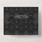 黒い紫と銀のフローラ結婚すべて オールインワン招待状 (裏面)