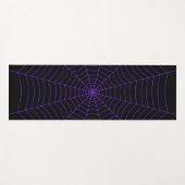 黒い紫のクモの巣ハロウィンパターン ヨガマット (正面(横))