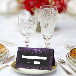 黒い紫のグリッターの輝結婚き プレイスカード