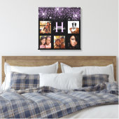 黒い紫のグリッター写真のコラージュ名ユニーク キャンバスプリント (インサイチュ (寝室))