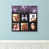 黒い紫のグリッター写真のコラージュ名ユニーク キャンバスプリント (インサイチュ (ウッドフロア))