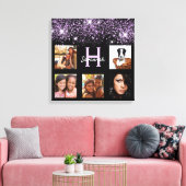 黒い紫のグリッター写真のコラージュ名ユニーク キャンバスプリント (インサイチュ (リビング))