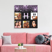 黒い紫のグリッター写真のコラージュ名ユニーク キャンバスプリント (インサイチュ (リビング))