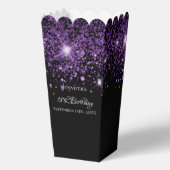 黒い紫のグリッター名の誕生日 フェイバーボックス (裏面)
