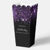 黒い紫のグリッター名の誕生日 フェイバーボックス (正面)