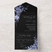 黒い紫のフローラムーディ結婚ー書道の オールインワン招待状 (内側)