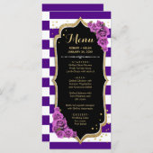 黒い紫の金ゴールドメニューカード プログラム (正面/裏面)
