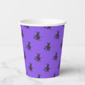 黒い紫ハロウィーンの魔女の帽子の眉 紙コップ (裏面)