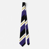 黒い紫色および金ゴールドの広い連隊ストライプ ネクタイ (正面)