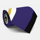 黒い紫色および金ゴールドの広い連隊ストライプ ネクタイ (ロール)