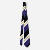 黒い紫色および金ゴールドの広い連隊ストライプ ネクタイ (裏面)