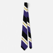 黒い紫色および金ゴールド広い大学ストライプ ネクタイ (正面)