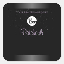 黒い紫色のグラデーション製品ラベルグリッターロゴ スクエアシール