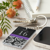 黒い紫色の白いホテルの部屋の鍵 キーホルダー (正面右)