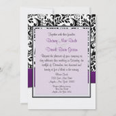 黒い紫色及び白いダマスク織の結婚式招待状 招待状 (裏面)