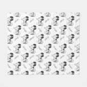 黒い細いファレーヌドッグとペットの名前パターン フリースブランケット (正面(横))