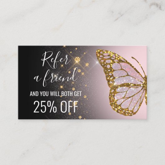 黒い紹介カードで友人の蝶を参照する 名刺 (正面)