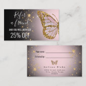 黒い紹介カードで友人の蝶を参照する 名刺 (正面/裏面)