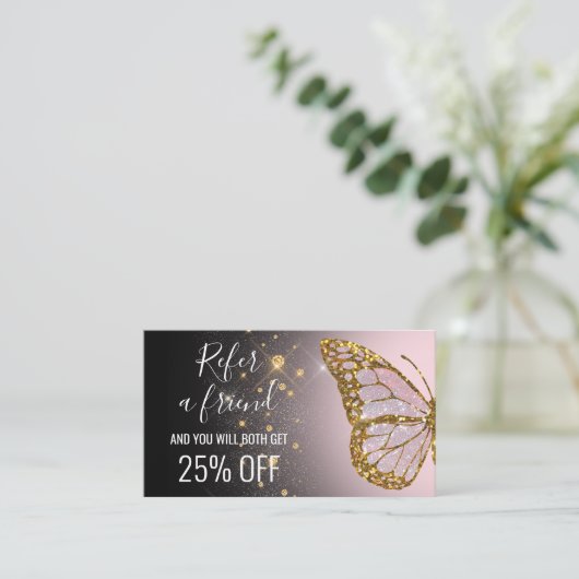 黒い紹介カードで友人の蝶を参照する 名刺 (スタンド正面)