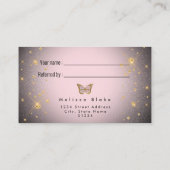 黒い紹介カードで友人の蝶を参照する 名刺 (裏面)