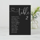 黒い結婚テーブル座席表カード 招待状 (スタンド正面)