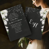 黒い結婚式のエレガントな白いフローラ 招待状