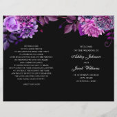 黒い結婚式のプログラムを折った。紫の花 (正面)