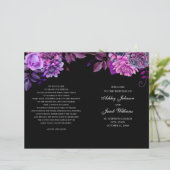 黒い結婚式のプログラムを折った。紫の花 (スタンド正面)